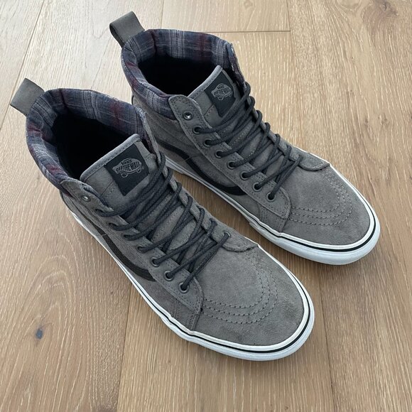 Vans Shoes Men 10.5 Sk8 Hi MTE Pewter Plaid Gray All Weather Scotchguard 721356 - Picture 2 of 12